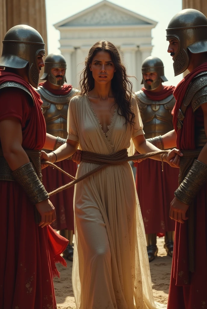 The tragic end of Cleopatra and Marc Antony. The scene shows the chaos of the Battle of Actium and their final moments in Alexandria.