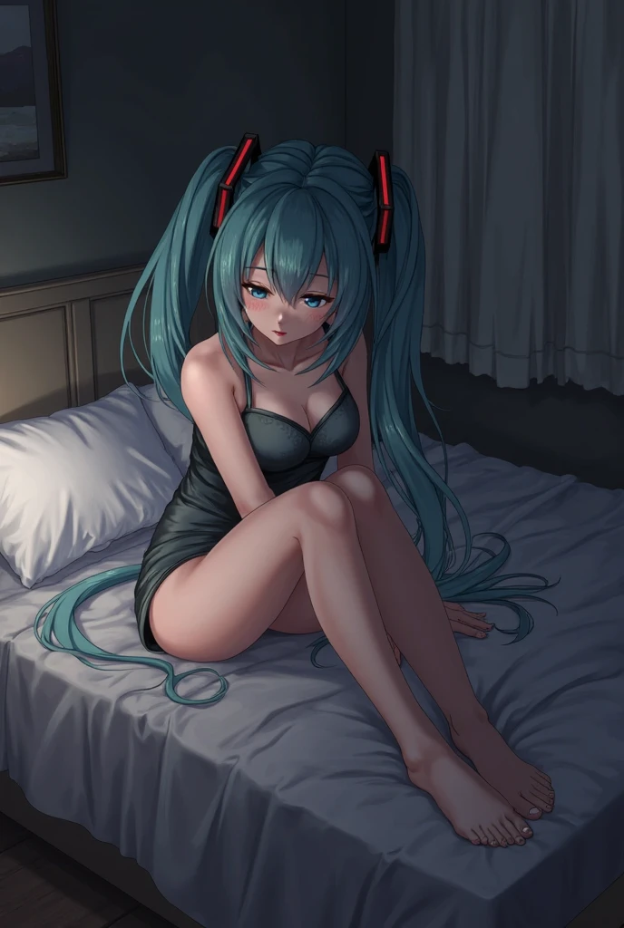 Fully Naked Hatsune in van, terrified, crying