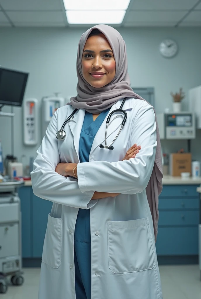 Chubby 23 year old Muslim non hijabi women became a doctor in scifi theme