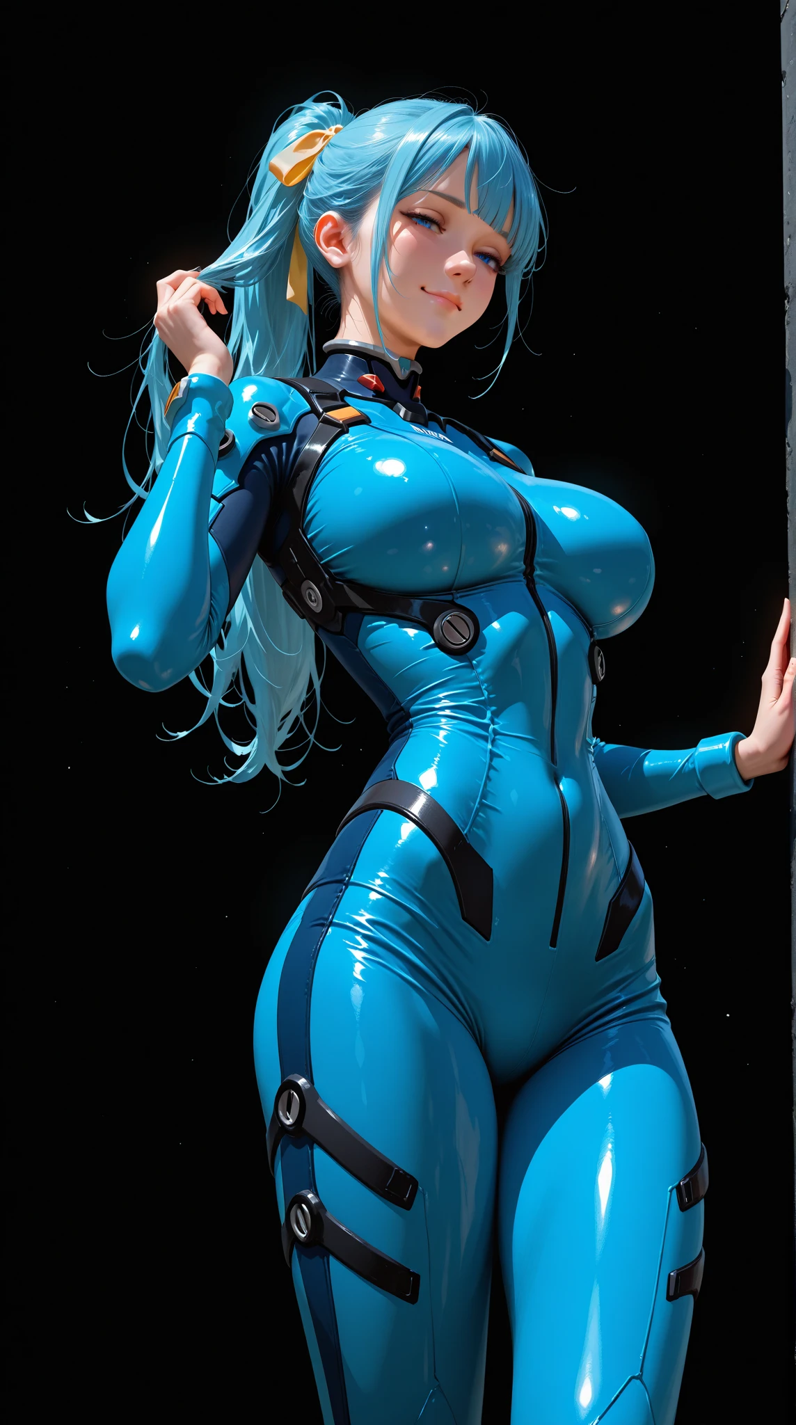(La Best Quality,A high resolution,Ultra - detailed,actual),Jenna Ortega 、big buttocks、Kneel down、Electronic visor attached to the face of a 12-year-old girl with emphasis on the buttocks、Red latex body...,cyberpunk mode、pose sexy、(Wear yellow leggings on the lower body、breast enlargement、Neon lights in the dark city at night...,unreal engine:1.4,HD,La Best Quality:1.4, photorealistic:1.4, skin texture:1.4, masterpiece:1.8,masterpiece, Best Quality,(Beautiful blue eyes :1.4 ),( neon blue cyborg),(Perfect anatomy),(fingers detailed :1.4 ),(white cyborg latex bodysuit:1.4) ,,( Perfect anatomy :1.4 ), (yellow kawaii cyborg style :1.4), (background alley walls big stones :1.4), (Alone), (Jenna Ortega V2.1), (detailed face :1.4),( robotic laboratory background:1.4)