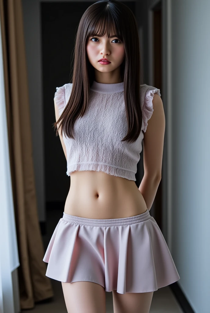 8K, RAW Photos, ((Highest quality)), ((masterpiece)), (detailed), ((in the Tennis court)),((one girl)), mini skirt, (showing off panties, lift the skirt by self:1.6),美しい韓国人woman, 美しい若い韓国人woman, Young and adorable Korean face, ゴージャスな若い韓国人woman, Korean Girls, Girl cute beautiful face, 韓国のwomanアイドルの肖像, Young and pretty Asian face, Cute natural anime face,Asian pretty face,((glistening eyes)),((glistening eyes )),((large eyes)),(( pretty eyes)),((nipple)),(detailed),Perfect Face,((One girl)), ((clear eyes)),(scrawny：weight1.0〜2.0), (completely nude:1.8),iris, Elevation, space, (Natural Light), Dramatic lighting, Chiaroscuro, Emotional depth,woman,((nude)),((show off nipple)), ((flat chest:1.4)),naked,slender, (a short bob),(well-groomed hair),delicate,Small breasts,((Small breasts)),the body is slender,Beauty,Beauty,4K quality,Young face,Big eyes,Brown eyes,Perfect Face, 17years old,breasts are very small,Model Body Type,Cute Face,Pink nipples,Symmetrical eyes,Glowing eyes,Natural smile,((Always show your boobs)),((Gaunt)),beautiful,((a short bob)), ((half body)),( topless models hoot style),((intricate choker necklace)), (embarrassed blush:1.3),(steam:0.8),(wet:0.8),(sweat:0.8),(trembling:1.3),(parted lips:1.4),(harf open eyes:1.6),(feeling weak:1.5), (intricate earrings),((nipple)),((woman posing for a photo)),Photo from the waist up, Fine-boned face, (beautiful fingers),(beautiful hands),