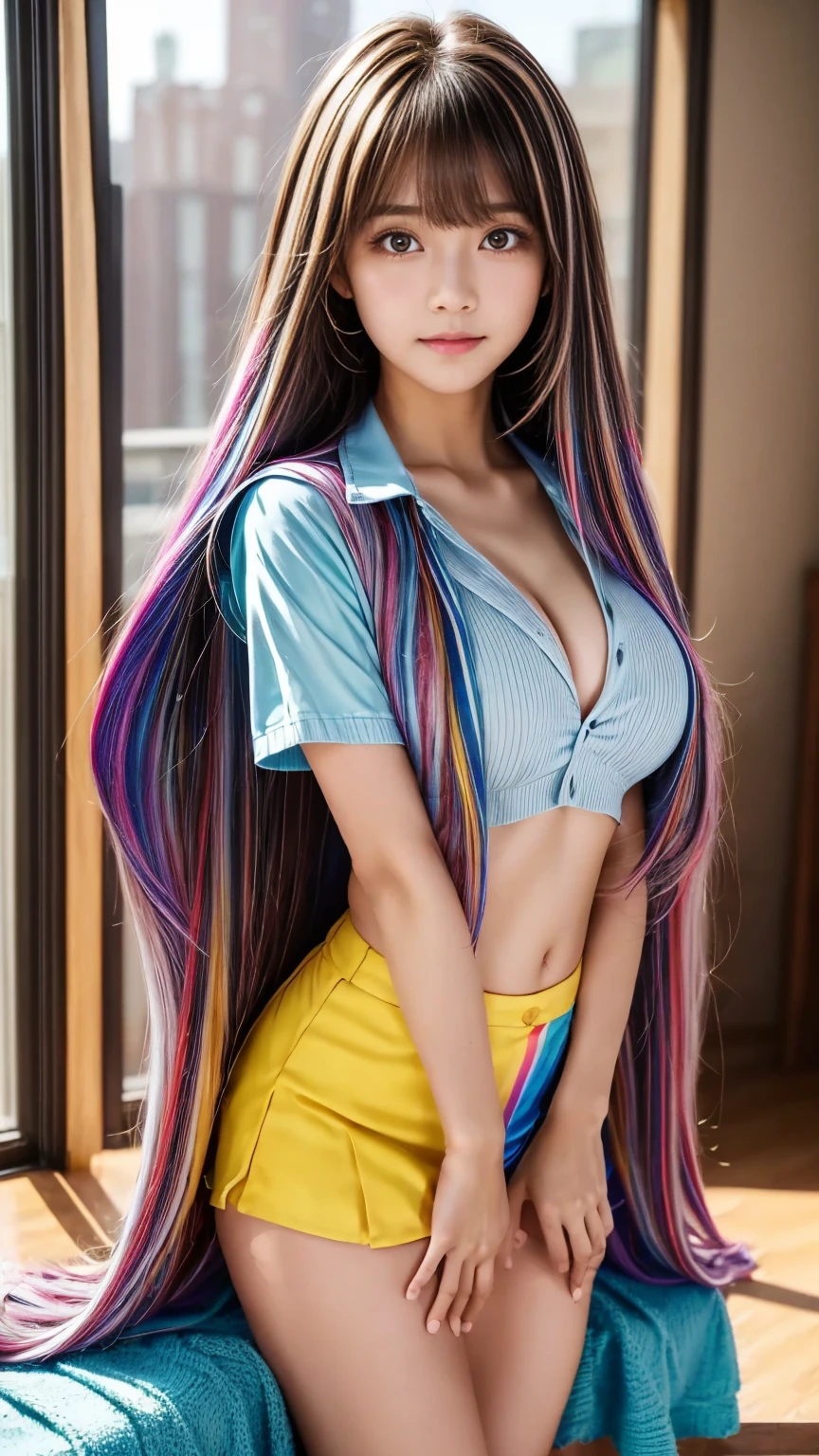 ((holding a large loaf of bread))、
12 year old girl、
Day本アイドル、

Cute Smile、
Lewd smile、　
Panting face、Pant voice、
Fluid organization:1.6), One beautiful girl with really wild hair, (Colorful wavy hair:1.2),( Two long braids:1.2), (Long wild hair:1.2), (Multicolored Hair: 1.9),Cute smile
Bakery Sales Staff、

Angle from directly below、
Low - Angle、スーパーLow - Angle、
apron、
blouse(See-through)、
はだけるblouse、
My shirt is open、
Open shirt、
hot pants、
ピンク色のhot pants、I can see a little underwear、Thighs、Butt、Beautiful buttocks、
I'm cleaning、
I'm wiping the floor.、Wipe the floor with a rag、
Bend over to clean、




clear、serious
Bakery Cafe、bread
Bakery clerk、Day本アイドル、

(masterpiece), (Highest quality:1.4), Absurd, [:Intricate details:0.2],  (View your viewers:1.2), Day,  reflection、
Reddish hair，Golden Student，enjoy，Moist，肉感Thighs，Slim figure，Moist, Glowing pink skin，transparent，Mature Woman，Affectionate expressions，情熱的に取り組んでいます

Day本アイドル