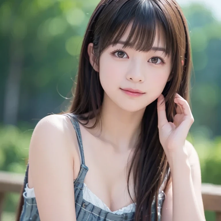 masutepiece, Best Quality, Illustration, Ultra-detailed, finely detail, hight resolution, 8K Wallpaper, Perfect dynamic composition, Beautiful detailed eyes, doress,Medium Hair, Big are visible, Natural Color Lip, Random and sexy poses,Smile,20 years girl