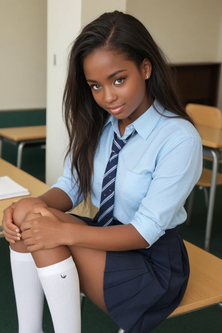 African onlyfans model wearing white dress in schools