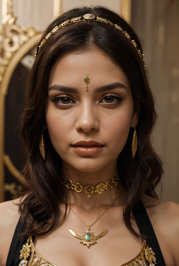 award winning ((midlength)) glamour photograph, front lit,
gorgeous seductive cleopatra, flawless Grecian features, rounded chin, the full, rich lips, chiseled nostrils, low, broad, and lovely forehead, crisped, dark hair falling in heavy waves, arched eyebrows, long, bent lashes. violet eyes, standing in front of Egyptian palace, nile river in background, wearing long, skintight, see-thru ((white silk tunic)) open exposed breasts and pubis, ((pubic hair)), wearing (emerald amulet), gold Egyptian crown on head, violet eyeshadow, ((petite breasts)), extremely detailed skin, golden ratio,
RAW, analog, Nikon Z 85mm, detailed facial features, high detail, sharp focus, smooth, aesthetic, extremely detailed, photo_\(ultra\), photorealistic, realistic, post-processing, max detail, roughness, real life, ultra realistic, photorealism, photography, 8k uhd, photography, perfect hands
