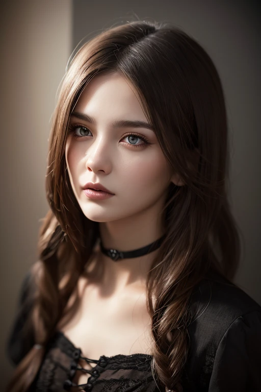 The back of a pale woman with long curly brown hair, Griffindo Witches, freckle, choker necklace (Hogwarts robes:1.1) (massive breasts:1.2), (holding a wand:1.1) (black eyeshadows), (Evening city neon lights in the background), (That hand was on her, (character  design：greg rutkovsky、ilya kuvshinov and artgerm:0.5), (Naughty smile:1.1), (Focus on the eyes), Key light, (Natural light), Soft focus, Harry Potter photography, (Visible pores:0.3) (highdetailskin:0.9), 4K high quality,
(full body:1.2),