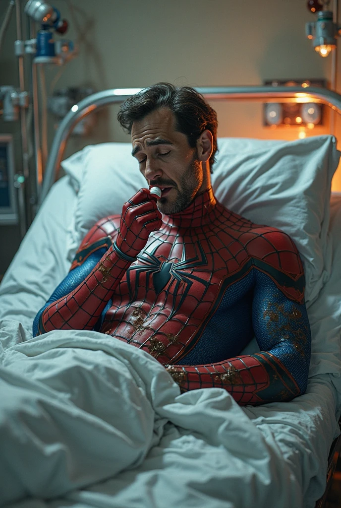 Hulk lose the boxing match and doctor treatment hulk hulk face disappointed in the bed and his face many bendeges 