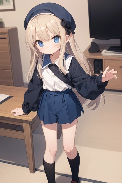 A female student in a sailor uniform is watching a physical education class in the gymnasium because she is feeling unwell