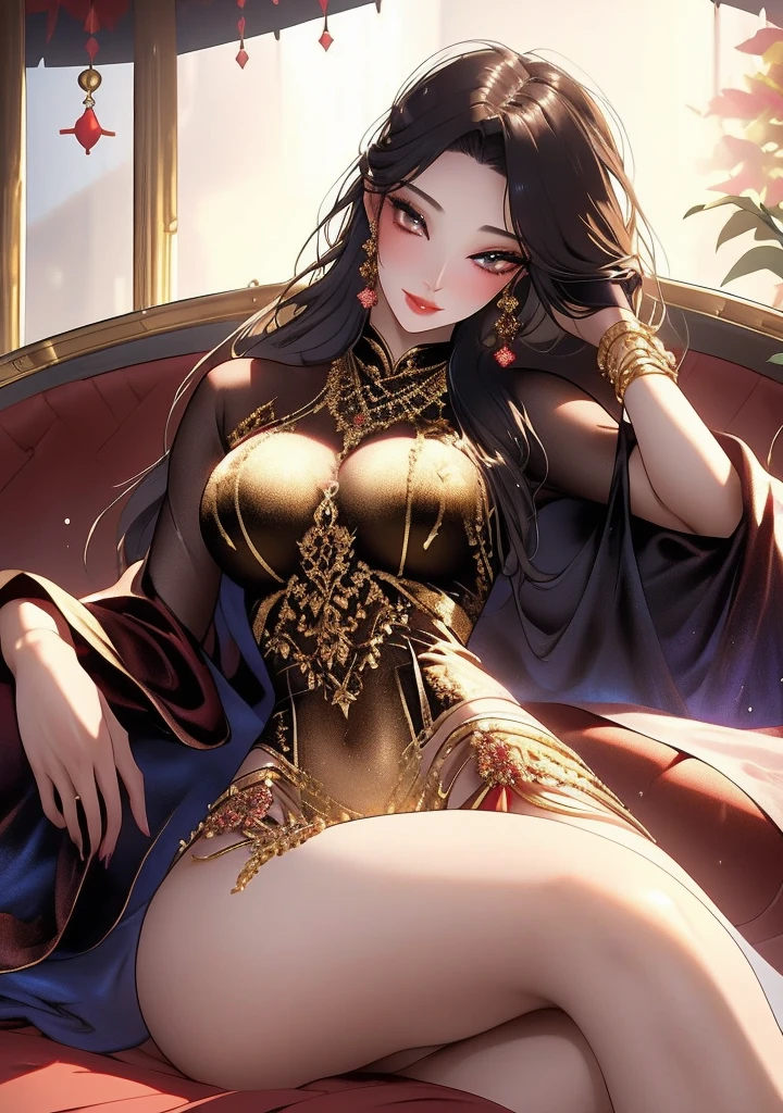 nsfw: 1.5, (ReV Animated, GrandMix), masterpiece, top quality, high quality, high definition, PureErosFace_V1, __focus__, detail: 1.5, high definition: 1.5, detailed beautiful delicate eyes, perfect proportions face, detailed skin, best ratio four fingers and one thumb, black hair, semi-long hair: 1.5, huge breasts, camel toe, lying down, staring at me, spreading my legs, blushing, smooth midriff, skinny, sheer, black and white and gold underwear, __fashion__, __location__, --auto --s2