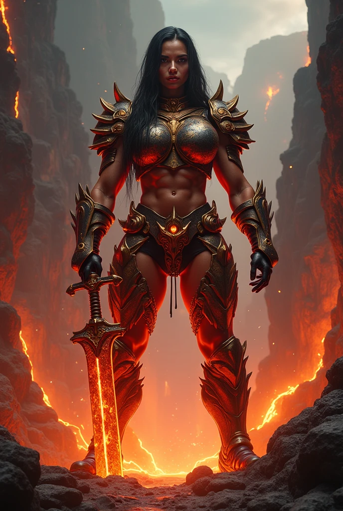 Arafed female angel with sword and sword in front of fire, demoness, The villain has black angel wings, woman lord of change, Angel in Hell, Queen of Hell, Dark-skinned woman-goddess of love, goddess of wrath, appears as the goddess of fire, Diablo 4 Lilith, Succubus | Medieval, beautiful Succubus, Diablo 4 queen