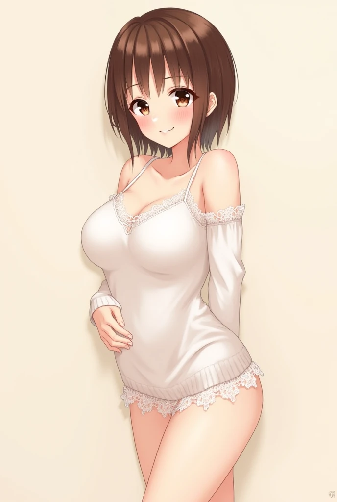 nsfw、
(masterpiece:1.2, highest quality), (16K color illustrations,Realistic,Beautiful anime images), (View Viewer,whole body),

bangs, Big Breasts,Beautiful Lips,Beautiful Hair, Beautiful Face, Beautiful details, Beautiful body, Beautiful breasts, Beautiful thighs, Beautiful feet, Beautiful fingers,

anegasaki nene、Shiny brown hair, short hair, Beautiful brown eyes、smile、Sparkling eyes, (Fine grain)、Ultra-detailed eyes、Highly detailed face, Highly detailed eyes,

(((tight white mini dress)))、(((Sexy tight mini dress)))(((tight white mini dress)))、(((Sexy tight mini dress)))(((tight white mini dress)))、(((Sexy tight mini dress)))、barefoot