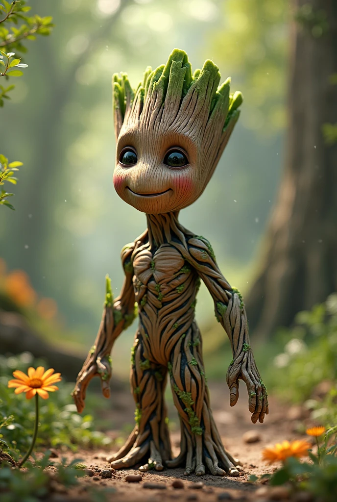 masterpiece, best quality, (RAW photo:1.2), extremely detailed CG unity 8k wallpaper, finely detail, official art, absurdres, incredibly absurdres, huge filesize, ultra-detailed, extremely detailed,,realistic ,wood body, detailed, <lyco:groot_v2:0.7>, (groot:1.4),standing full body, (young),male,surprised,open mouth,big eyes,legs, wood skin,jungle background,(holding leaf in the hand:1.2),(cannabis:1.4),stoned,cute,(head shape as cannabis:1.7)