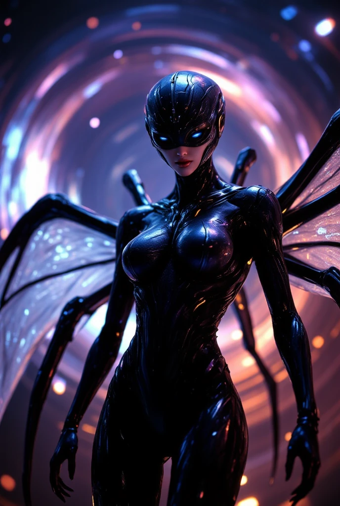 (masterpiece, best quality, highly detailed, dynamic angle, low angle, 8k)
a scifi female in black armor with glowing honeycomb shapes
standing, looking up
beautiful, supermodel, tall, fit_body, ab crack, small_boobs, teardrop_boobs),
detailed eyes, intricate facial details,
depth of field,rim lighting, spotlight, dramatic lighting,
<lora:HoneyTech-20:.4> honeytech, scifi
<lora:epi_noiseoffset2:1.2>
<lora:weight_slider_v2:-2>
<lora:add_detail:.4>