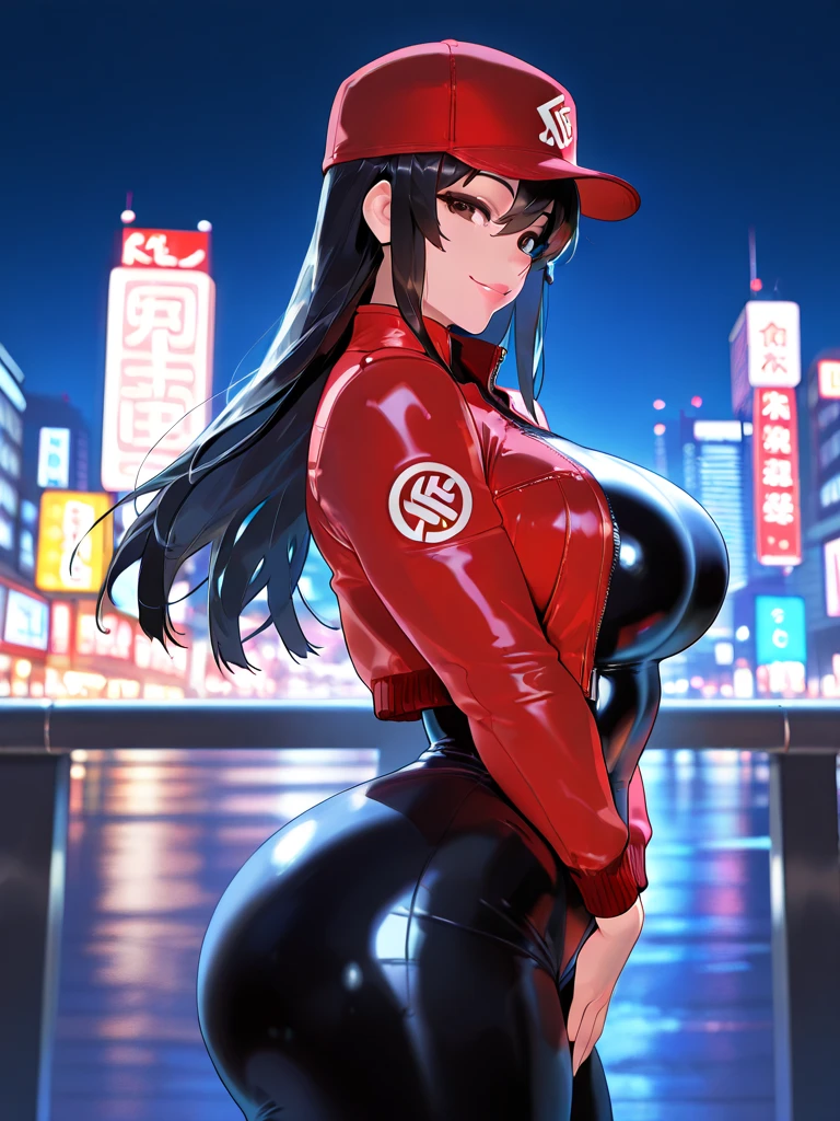 victoria, Kitch, blue eyes, solo, voluptuous thicc body, long hair, jacket, outdoors, rainbows, parade, skintight dress, slim waist, thick thighs, large hips, specular highlights, side lighting, detailed face, detailed eyes