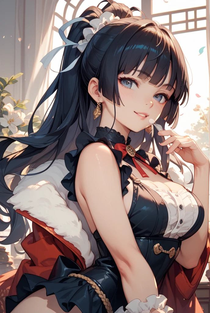 (masterpiece, best quality: 1.2), traditional Chinese ink painting, A cute 20 year old sexy women with big saggy breasts playing with sword in lace skirt , Oversized dress :1.5, Couch, Ultra-detailed face, Detailed eyes, Double eyelid, sfw:1.5 , evil smile:1.4 ,emphasizing slender abs :1.3, (upskirt:1.5)