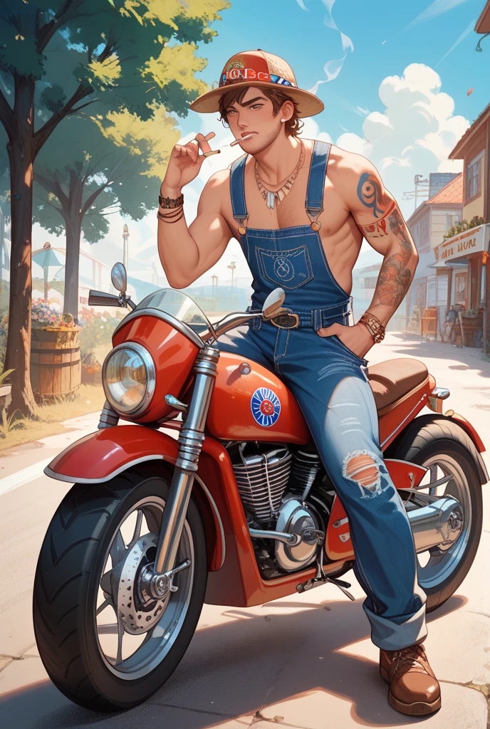 Book cover A Korean Man, brawny, with a red plaid shirt unbuttoned to mid-chest and the shirt sleeves rolled up to the elbow. Tattoos on the arm A black truck in the background, a farm with chickens and horses.
animation
