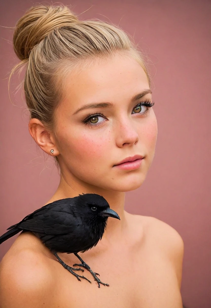 Girl with a bird on her head 