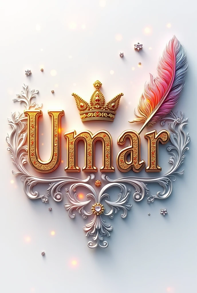 Umair name in golden colour with pakistan flag for independence day