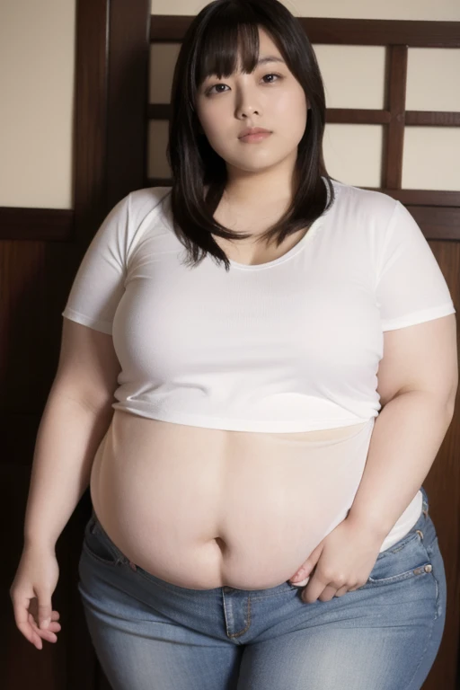 (indigo buruma:1.1), white t-shirts,
shirt lift, 1girl pulls up her shirt and shows her nipples,
(no navel:1.3), (full body portrait:1.2), masterpiece, (in focus:1.1), ultra high res, 8k, RAW photo, best quality, detailed shadow, amazing, finely detail, (Volumetric lighting:1.4), realistic,
BREAK 1 girl, no navel, show off nipples,
(shy smile:1.2), teeth,
(blush:1.2),
(huge breasts:1.1),
(gigantic breasts:1.1),
(huge hyper breasts:1.1),
(huge soft belly:1.1),
(curvy:1.1),
(potbelly:1.1),
(Overweight:1.1),
(tremendously obese:1.1),
(plump:1.1),
(chubby:1.1),
(bbw:1.1),
(gigantic belly:1.1),
(thick legs:1.1),
(thick arms:1.2),
(legs covered by fat rolls:1.0),
(round face:1.2), (chubby cheeks:1.2),
Japanese idol,
(cute:1.2),
(kawaii:1.2),
(pretty:1.1),
(sexy:1.1),
(voluptuous:1.1),
(erotic:1.1),
seiko matsuda hair,