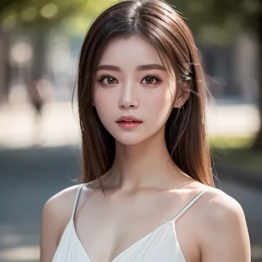 Masterpiece, best quality, almost perfect, (perfect face:1.1), ((Very big breasts)), (Highly detailed:1.1), Amazing, (1 person), Pale skin, (long hairสีดำบริสุทธิ์:1.4), timid, Otto Sepalainen, alone, long hair, white elegant suit, Covers the navel, snob, Albinism, Luminous Studio graphics engine, frowning, Demon Magician, Volumetric light, delicate eyes, (8k wallpaper Masterpiece), Superb details, complicated details, Absolutely pixel perfect., rose, fashion, side, looking at the audience, Balenciaga style