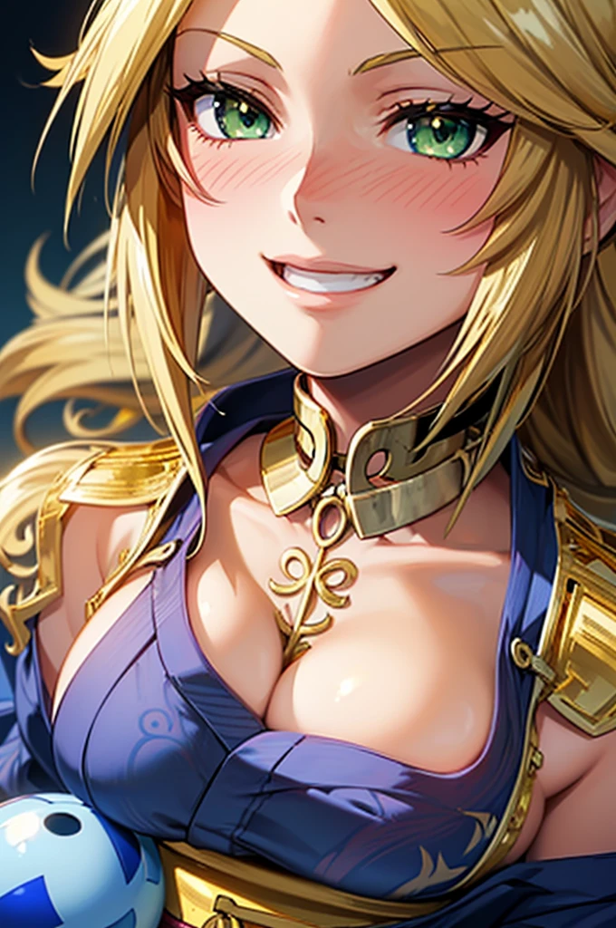 (masterpiece, top quality, very aesthetic, 4k、illustration), ()、intricate detail, 1woman,solo,contrapposto 、(gradient eyes、tareme)、grin、very short hair、parted bangs,Fair skin,(upper body)、beautiful women、cupping hands、(micro bikini armor),Erotic face、(gradient hair)、(braid light brown hair)、sidelock ,,purple eyes、Warrior、bikini armor、medium breasts、slender 、Cape