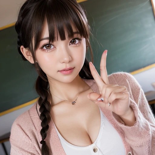 table top, highest quality, 8K, 15 year old naked girl, small breasts、((Big eyes))、学校のclassroom,(((view audience))),RAW photo, absurd,(((nude))),(((small areola))),(((small nipples))), (((Fluffy jacket))),award-winning portraits,long eyelashes, smile, alone, daytime, idol face, delicate girl, Upper body, Digital single-lens reflex camera, looking at the viewer, Frank, Sophisticated, thin arms, soft rays of light、professional lighting, chromatic aberration, (Eye and face details:1.0), ((realistic))、1 girl, ((Female Student Uniform)), look at the audience, young face、Satisfied look, show your chest、classroom、chest comes out、perfect anatomy,precise fingers,(((short hair))),(((short twin tails)))