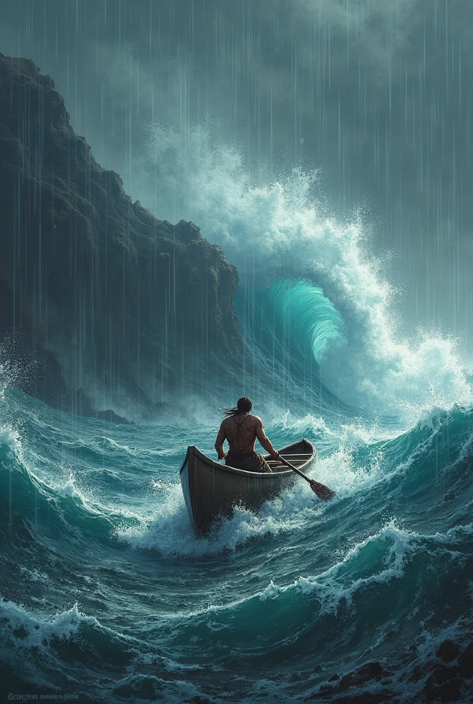 Dangerous waves Vs man in ocean on small boat