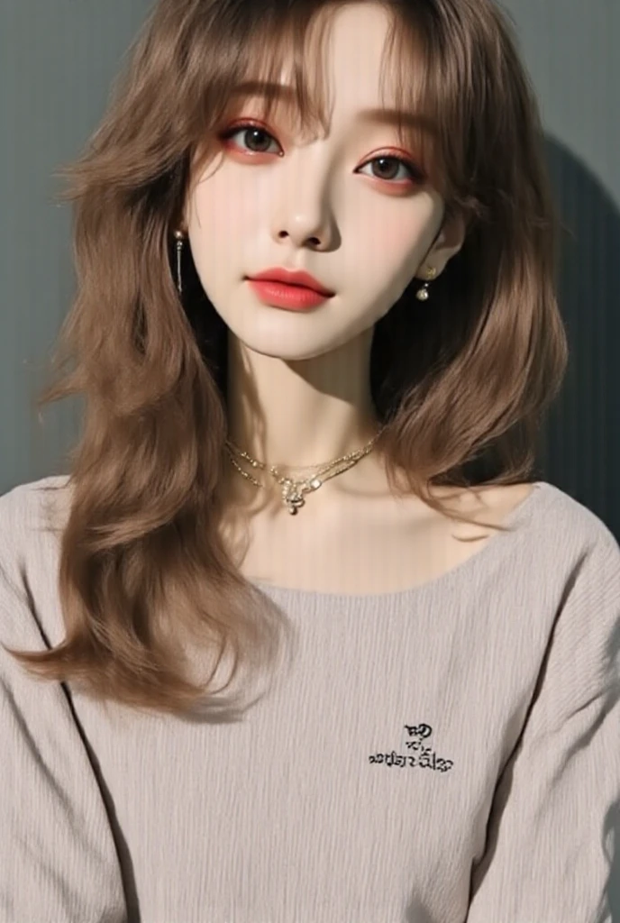 there is a woman that is looking at a cake on the table, brown bangs, neat hair with bangs, curtain bangs, brown hair with bangs, brown hair and bangs, long hair with bangs, brown long hair with bangs, fluffy bangs, long bangs, brown hair fringe, long hair with full bangs, with bangs, rusty colored long hair, big brown fringe, joy red velvet