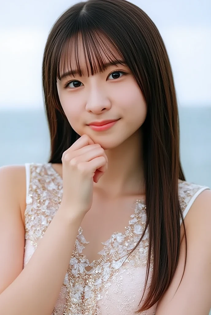 (masterpiece:1.2, highest quality), blur the background,Photographed with a wide-angle single focus lens,1 High school girl, (big breasts), Completely naked, brown hair,bright eyes,blushing face,Highly detailed face and skin texture, healthy skin,big smile, (tropical beach),4K resolution