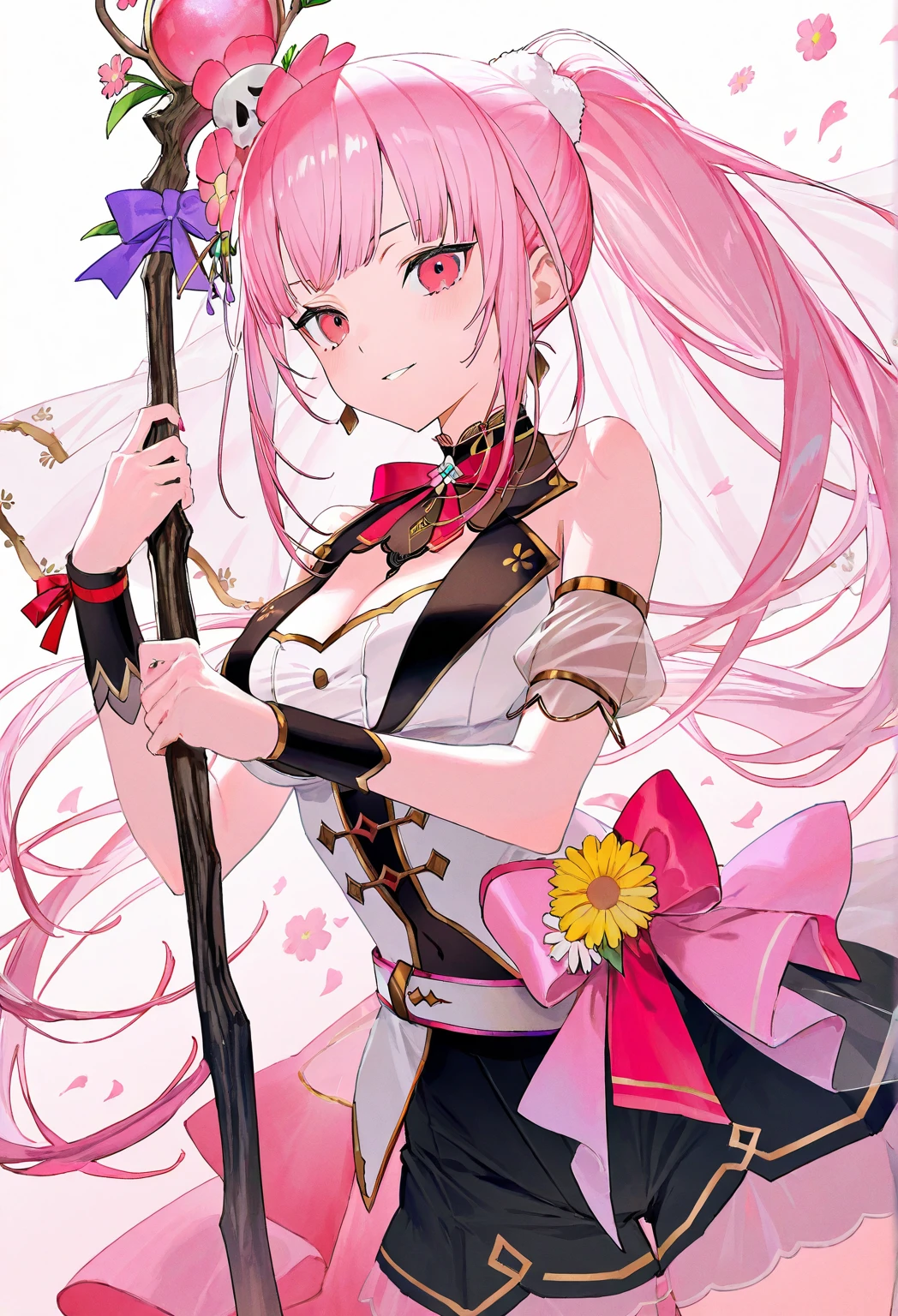 Pink hair,dual horsetail,Pink clothes