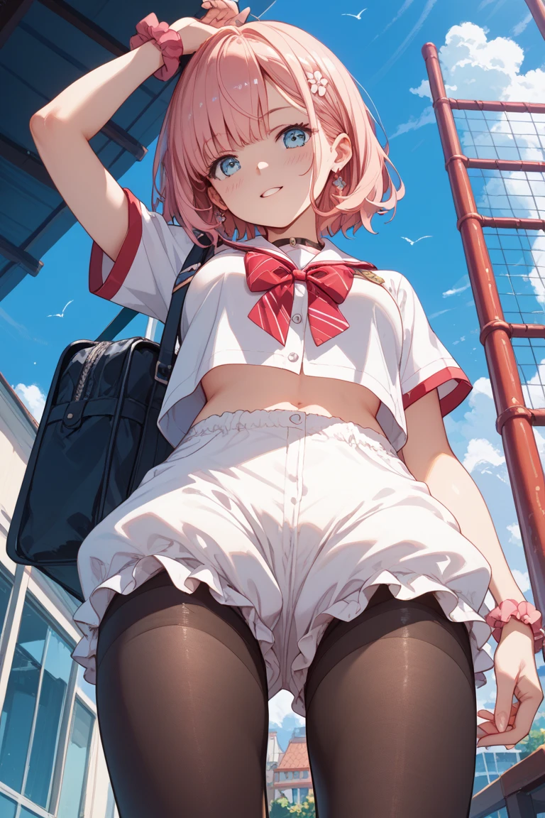 1girl,,petit,,,miniskirt,thighhighs,,shoes,in train,sitting,grin,