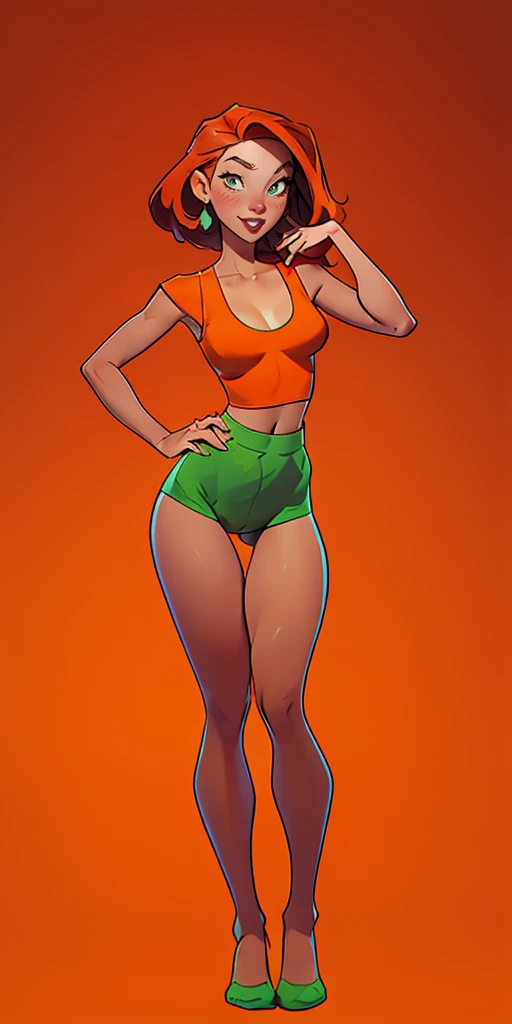 beautiful, (linework:1.1), <lora:detail_slider_v4:1.0>,
(simple light green background:1.2),
<lora:GoodHands-beta2:0.8>,
1 girl, adult woman, amber eyes, chestnut short hair, bangs,
solo, full body, standing,
smiling,
arms behind back,
topless, nude breasts,
yoga pants, on tiptoes,