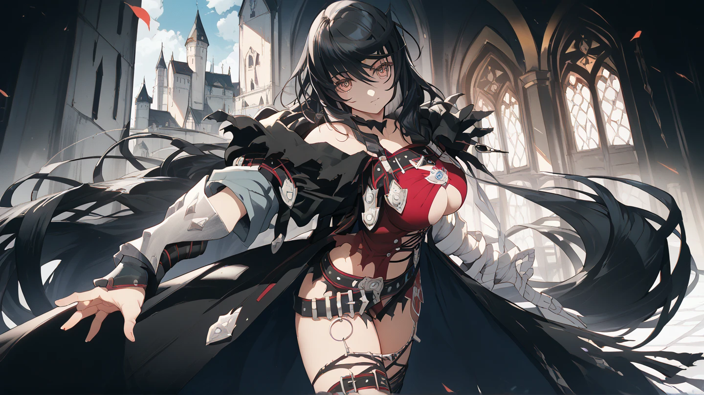 (((1girl))), ((best quality)), ((masterpiece)), ((ultra-detailed)), (illustration), (detailed light), (an extremely delicate and beautiful), (beautiful detailed eyes), (sunlight), ((extremely light)), ((extremely clothes)), (((hyper detail))),(((((front lighting))))),(((((front light))))),
((((quite adorable and more erotic Necromancer's robe with a brief skirt and Necromancer's hood)))), (((Highest Class Necromancer))),
,
((short bob)), ((((black hair)))), (((short hair))),
(((crystal black eyes))),
((whole body)), aged 8 to 12, ((((())))),
((condescending expression)), ((mischievous smile with sexual satisfaction)), (((extra adorable))), (((((extra slender shape))))),
(((extremely beautiful detailed face))), (((surrounded by legions of adorable ghosts))),
(((((attacking enemies by a spell of black cloud with lightnings))))), (((elegant magic boots))),
(((((Dutch angle))))), (((black gloves))), a little bit exposed pure red panties