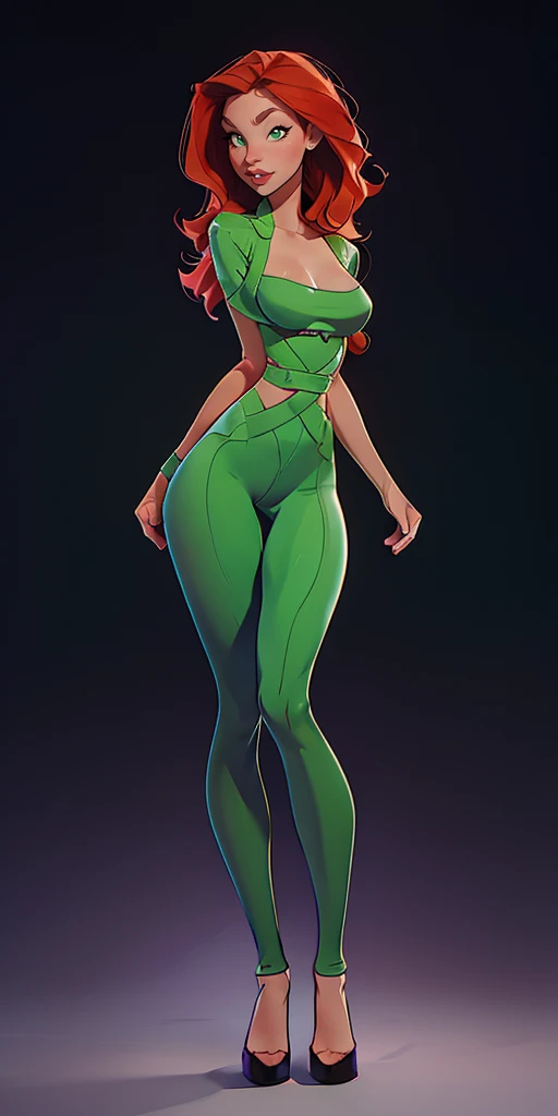 cartoon of a woman in a green suit and red top, dinah drake, official character art, female lead character, girl in suit, girl in a suit, official character illustration, official concept art, full body portrait of jean grey, full body character portrait, character full body portrait, female full body, anya from spy x family, wearing a strict business suit, female spy