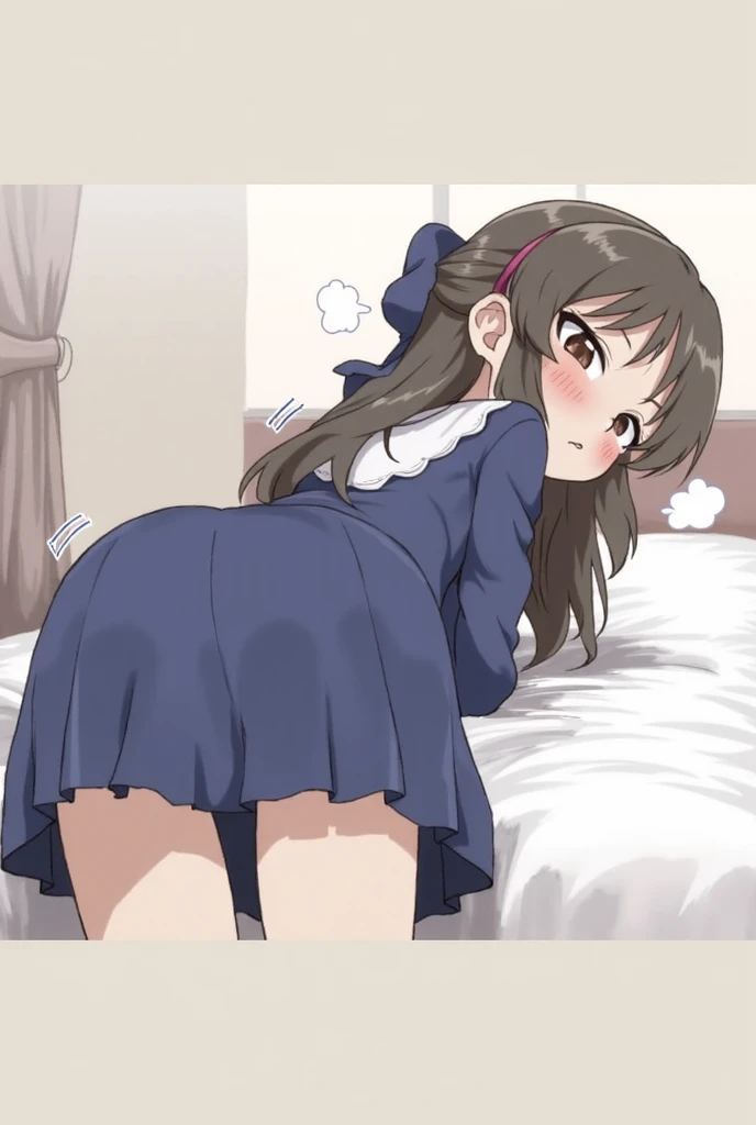 Cute beautiful girl、naked、Eyes wide open in shock、Full face blush、Beautiful Lips、Beautiful Eyes、Short Gothic ta、The skirt is blown up by the wind、anus、Wavy Hair、
