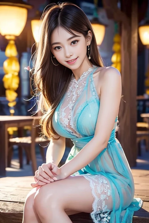 Magician woman in her 20s,Cute,a smile,She is wearing a robe that shows her body line.,In the dark forest,Trees are growing thickly,