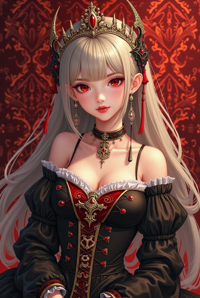 ((highest quality)),(ultra high resolution),(Super detailed),(detailed description),((best CG)),(best work of art),super precision art, great drawing art,(Art with precise details:1.5), (1 young girl:1.5), beautiful and well-shaped face:1.5,(Beautiful skin with precise and detailed depiction:1.6),(Frilly gothic dress ),gorgeous, masterpiece, best quality, high-resolution, finely detailed, extremely detailed and beautiful, distinct-image, 1 girl, 16 year old teenager, solo, soft facial features, symmetrical shaped face. plump cherry red lips, lightly tanned white skin. red and white-colored eyes, F-cup breasts, short height(150cm), plump short stack body type, waist length pink-white hair, small narrow waist, long and slender legs, curvy wide hips, elegant gothic courtyard setting