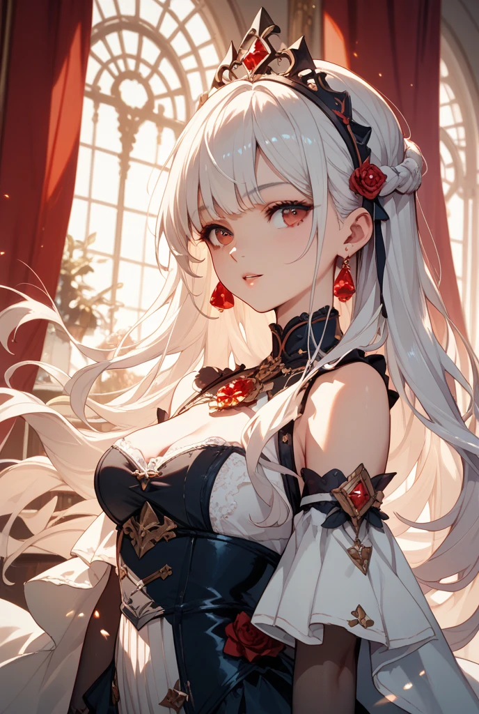 (((masterpiece, of the highest quality, super detailed))), 1girl, (big forhead:1.2),extremely detailed cute anime face, (((flat chest))), (flat chest:1.1),((((long twin braids,tight braids,long braid,braided hair,long hair)))), long hair, red hair, white hair, blonde hair, dark hair, ponytail, thick ponytail, heavy ponytail, (a female knight of an occult order), (an occult saint), (combat pose), (ready for combat), (resolved expression), (resolute expression), (((a beautifully intricate ornate sword floating next to her))), Edwardian/Victorian era inspired, ((minimal but intricate beautiful armour)), ((Fluttering lace flared dress with frilly petticoats)), ((((Highly detailed face))), (((Very sharp focused eyes))), very long eyelashes, ((small breasts)), (((flat chest:1.1))), occult aesthetic, (red and white clothing detailed and intricate steampunk and detailed gothic), (with a hood), complex lace boots, (full body),