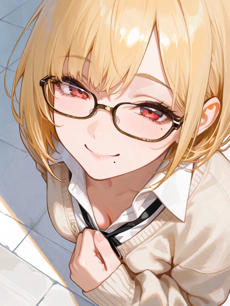 1 anime girl, secretary ,anatomically correct, blowjob, short orange hair, messy hair, very messy hair, beautiful blue eyes, nerdy glasses , tears in her eyes, small boobs, white office shirt unbuttoned, giving a blowjob to the viewer, dick in her mouth, deepthroat blowjob, oral sex, blowjob pov, 8k, best quality