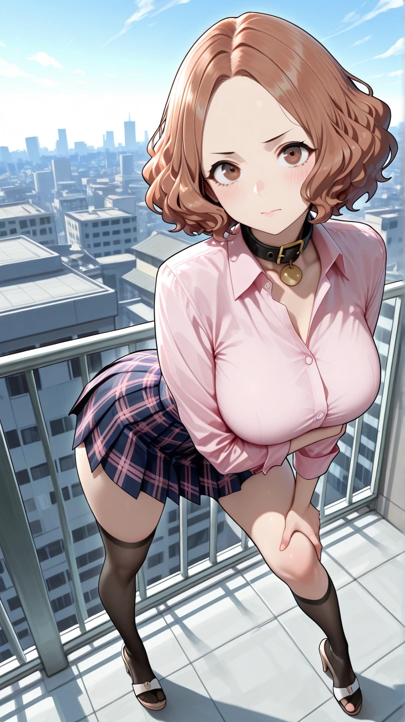 Tabletop, Highest quality, Realistic, In detail, High resolution, 8k wallpaper, Perfect dynamic composition, Beautiful attention to detail, (short hair, Shiny Hair, Wave), Glasses, Hair blowing in the wind, Big ample breasts, Cleavage, Random Pause, ((Cute lightweight jacket)), (Cute and sexy tank top, stylish black,  skirt)、(Breast bulge:1.3), Laughter, Cityscape, Walking in Tokyo, ((Sit with your legs wide apart)), 23 years old、(Droopy eyes)、Adult Beauty、Transparent nipples, ((From below, Photos from a ground-mounted camera)),