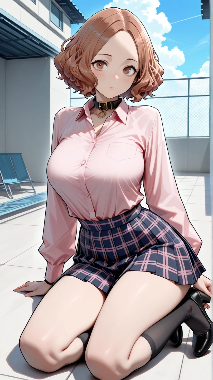 1lady sitting on theater seat, leaning back, /(knitted shirt/) /(high-waist long skirt/), mature female, /(光沢のある蛍光ピンクのグロスリップ) bangs, blush kind smile, (masterpiece best quality:1.3) delicate illustration ultra-detailed, large breasts arms down BREAK /(theater indoors/) dark room、Jin (MTSP)'s Tachibana Kyouka