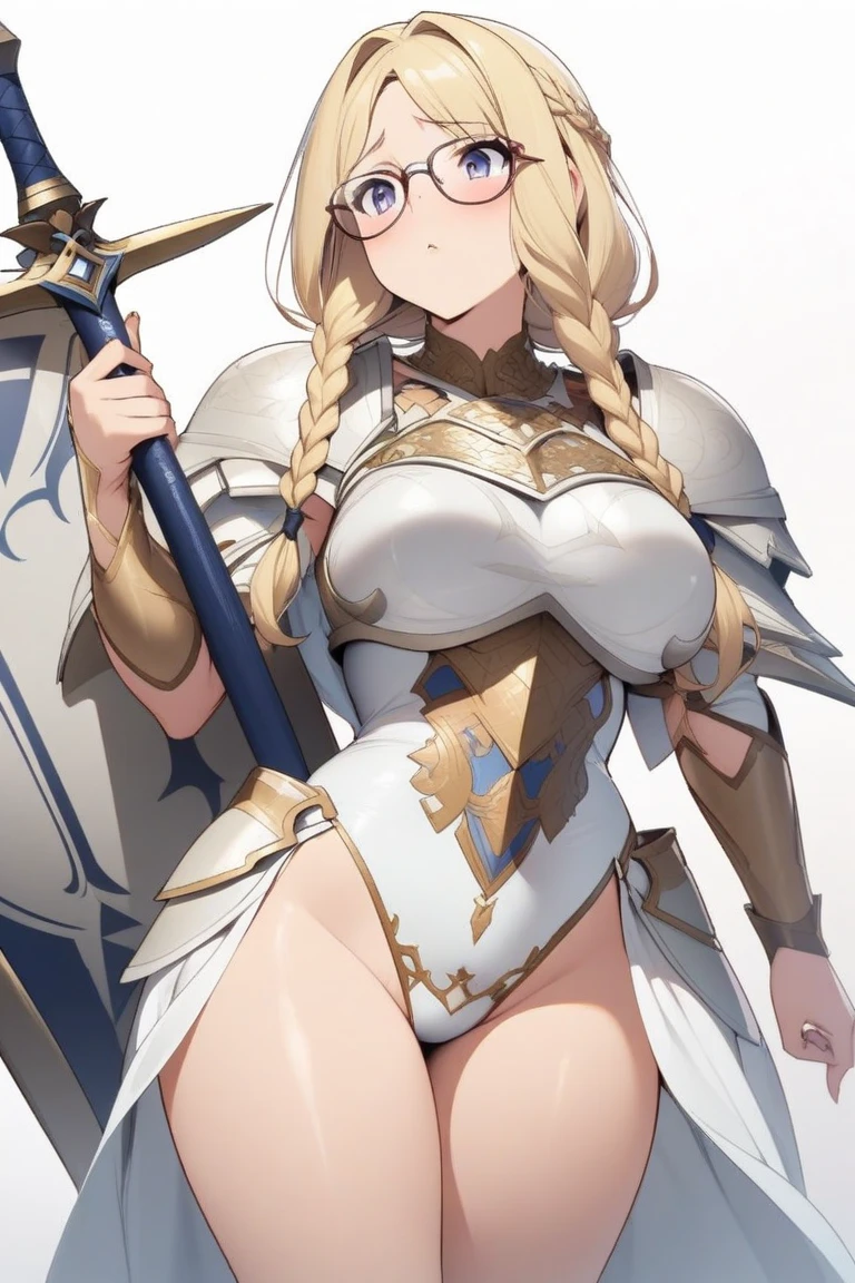 Very detailed、Highest quality、Best image quality、masterpiece、8k、(shoulder-length blonde hair:1.5、Medium Long Hair)、(smile、Open Mouth) 、(Hilarious)、(Big eyes)、(Beautiful and shining eyes)、(Detailed anime eyes)、(Puffy eyes)、(Big Breasts:1.8、necklace)、((SFW Huge Body:1.5))、(Wearing bikini armor:1.5、White highleg panties、Chest armor、Arm Armor、Leg armor:1.5、Wearing a helmet:1.5)