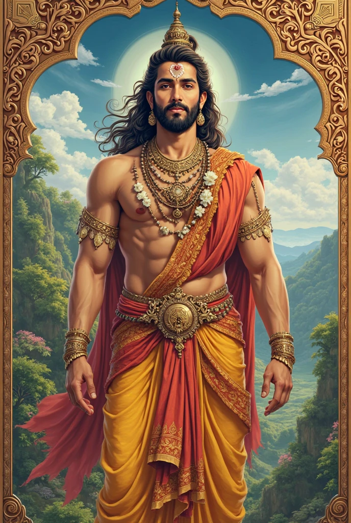 Indian king, Indian brave king, 1 man, extremely handsome, simple royal dress, Maharaj, soft light on face, running pose to the camera, front facing, simple background, historical king, Garland of Rudraksha around the neck, lord Shiva devotee, trident tattoo on chest, yellowish fair skin, King of ancient Bengal province, king sashanka, king of gour, painted portrait of rugged zeus, god of thunder, greek god, historical background, black hair, front posing, rudraksha beads on neck like hindu god shiva, white colour lower dress, white royal dress, a india mythological sword on hand, full body, epic details, middle age, handsome, fantasy, intricate, elegant, highly detailed, digital painting, artstation, concept art, smooth, sharp focus, illustration, art by gaston bussiere and alphonse mucha