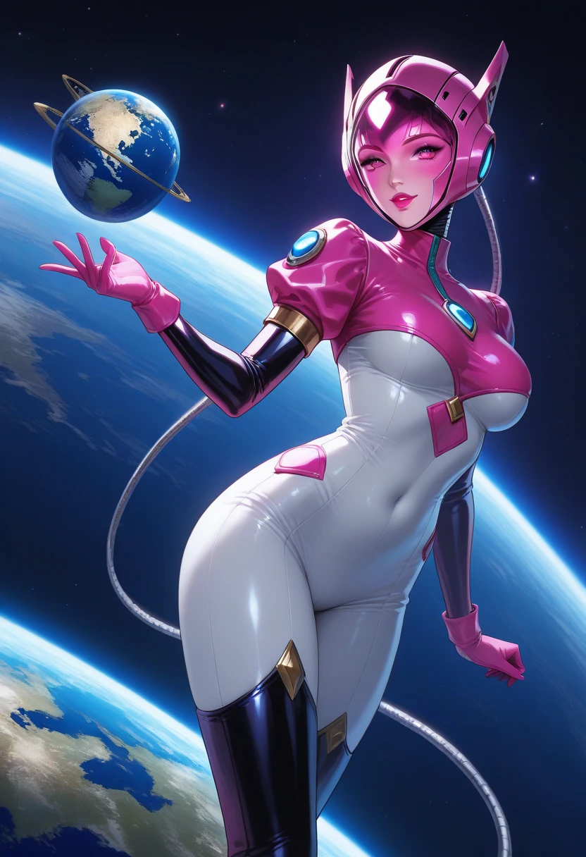 a busty Malaysian woman (age 20), energetic, athletic, hijab, huge breasts, small field scientists outfit, investigates a forgotten gateway of time and space