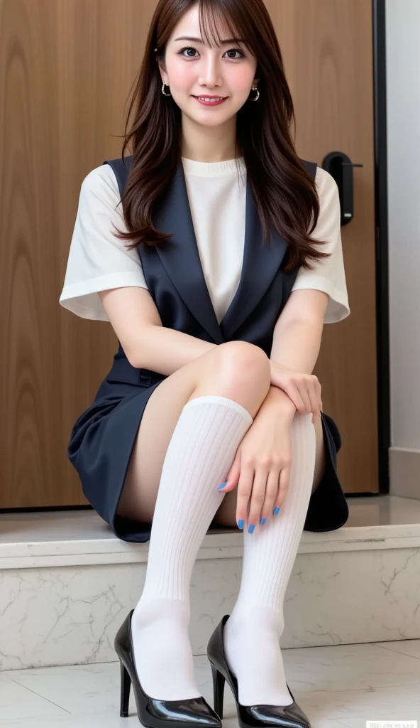 LAHO Beauty. Very sexy, Office lady with strong sexual desires. 35year-old office lady, M-shaped pose with legs spread. Panties are in full view、The beauty of a suit, A cool beauty with big breasts that make her undershirt bulge, career woman, Japanese
Beauty. The button on my chest is about to come off, ulzzang-6500-1.1, (RAW Photos:1.2).
(Photorealistic), (Genuine:1.4), (Peace Fly). A calm-looking woman wearing a checked vest.
Large Bust Body Type. Mini skirt with exposed thighs. The legs are plump. (Ultra-realistic black Nike logo socks:Panty visible pose, There are stains on the panties:1.2). Japanese Goddess, Wearing black high heels, Sexy gaze with black socks. ((Full Body Shot:1.16)). Highlighted with knee-length socks featuring the Nike logo. Nike logo on socks. Wearing black high heels and always have one Nike logo visible on the socks.
Two perfect pairs of feet that smell bad, Beautiful hands and feet, Changing clothes in the locker room, Ultra-realistic skin texture, Shiny skin.
Holding the black socks and trying to make him smell them