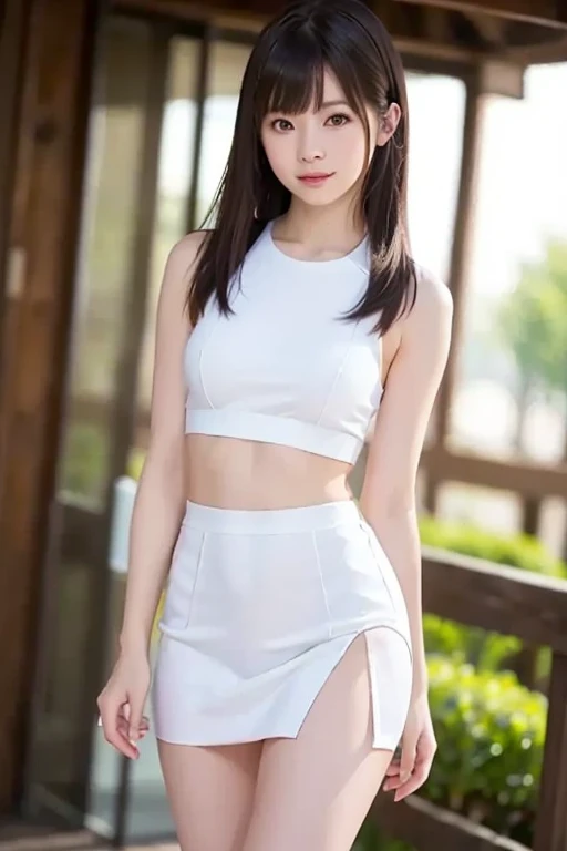 Japanese slim model、Standing wearing a white wet mini flare skirt and a white wet tube top Her skirt is being blown up by the strong wind, Expressing the crotch crack behind wet shorts、The unevenness of her nipples is also expressed through the wetness of her tube top.、High resolution, masterpiece, Accurate, Anatomically correct, number々Awards for, 最高quality, Attention to detail, High resolutionモデル, 高quality, quality, Very detailed, Textured skin, 超High resolution, Shortcuts, 8k octane,