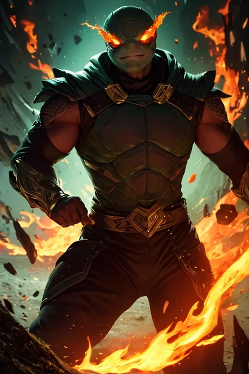 quan chi mortal kombat surrounded by green soul magic