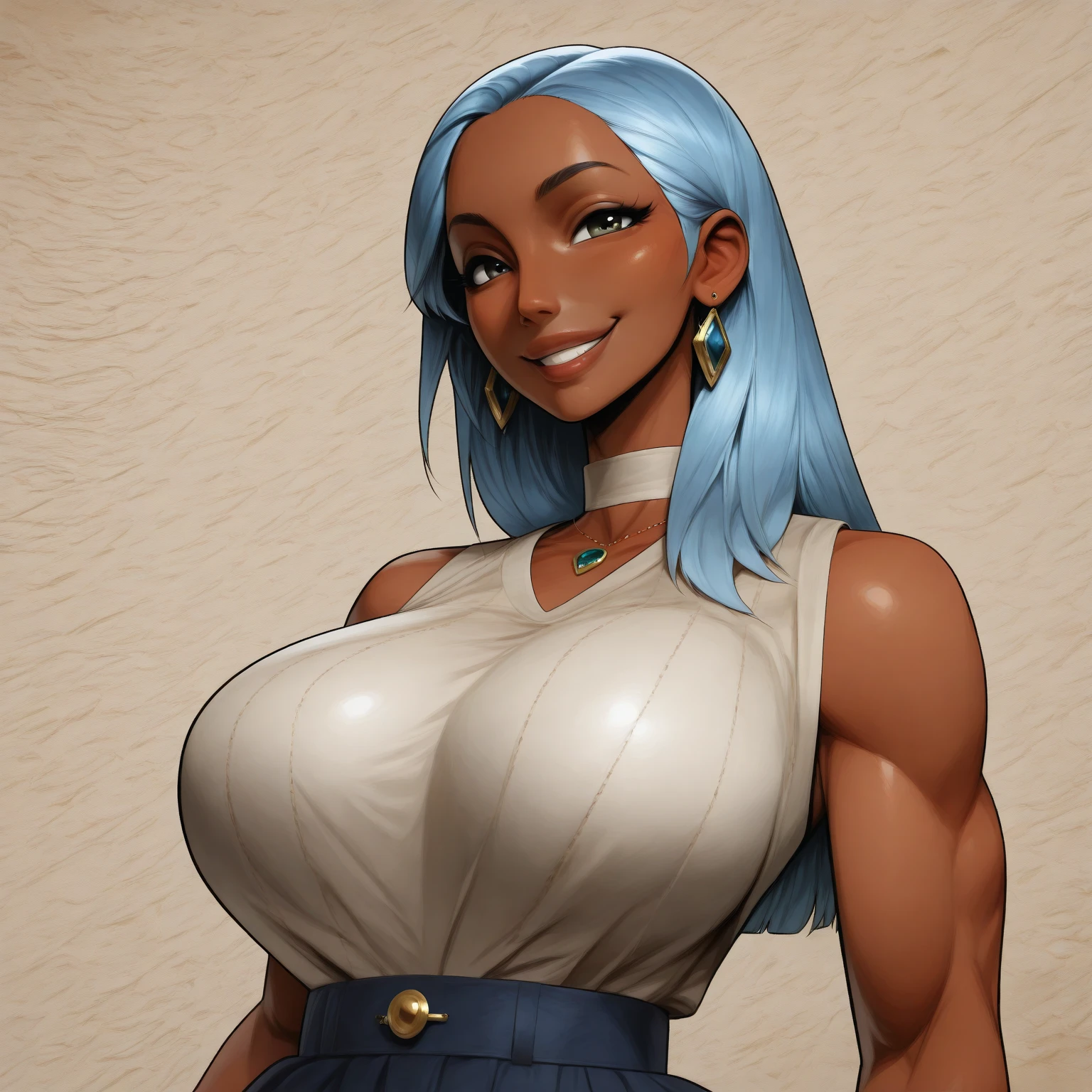 1browngirl, wanostyle, nico robin, olhos azuis, cabelos brancos, pele morena, sorridente, olhando para o espectador, solo, parte superior do corpo, ((obra-prima)), (melhor qualidade), (extremamente detalhado), profundidade de campo, sketchfab, sombras escuras intensas, foco nítido , soft-lighting, hdr, colorido, good composition, flor ao redor, espetacular, camisa fechada, captura de tela de anime, pronto para lutar, blue eyes, white hair, brown skin