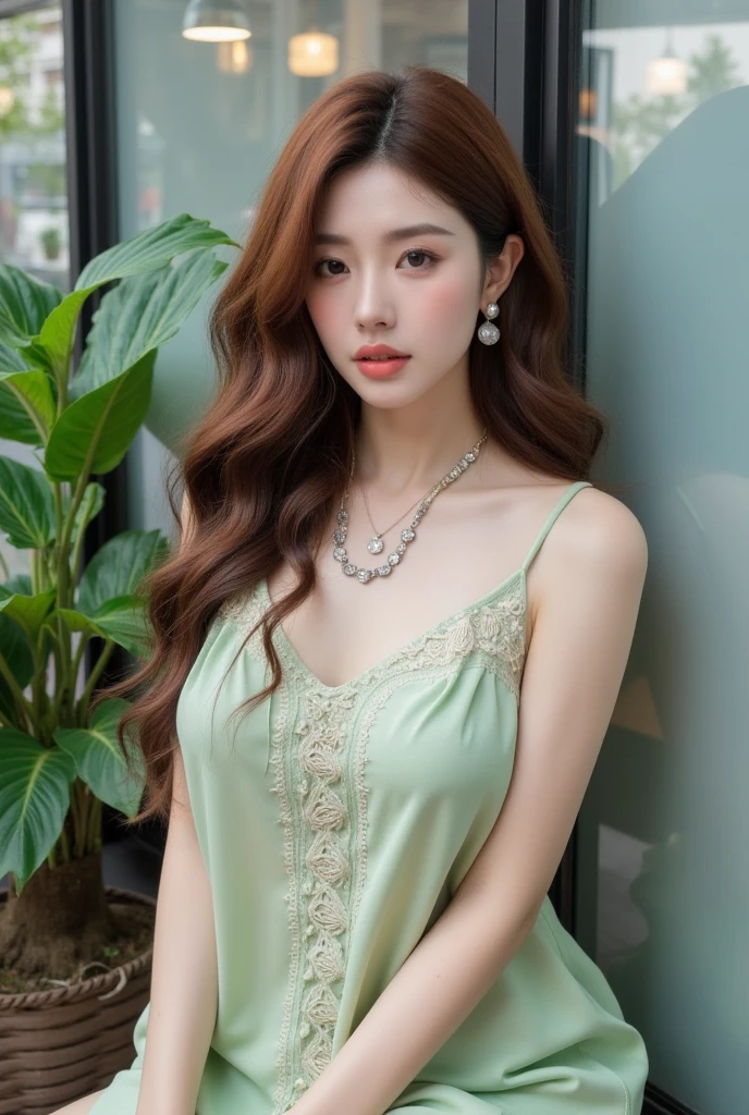 (((HD photo))), ultra high res.photorealistic:. 1.4, UHD1 girl,beautiful detailed eyes,beautiful detailed lips,extremely detailed face,long eyelashes,medium:oil painting,soft lighting,impressionistic style,red colors,beautifully shalwar kameez dressed,wistful expression,standing with one hand on the window frame,gentle breeze blowing her hair,warm sunlight streaming through the window,green plants visible outside the window,soft curtains framing the girl,peaceful atmosphere,serene and tranquil ambiance