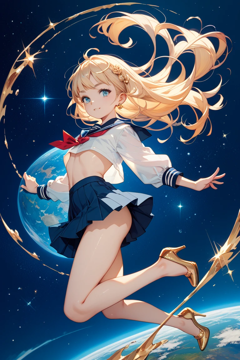 (whole body),Sailor Saturn, purple Sailor collar, Sailor collar, Sailor Warrior Uniforms,Elbow Handbag,Braided knee-high boots,Gold tiara on forehead, Tomoe Hotaru, space, silence_sword,, (masterpiece:1.2), (Highest_quality:1.2), (Ultra_detailed:1.3), 8k, very_clear, Breaking Dynamic Shots,Kung Fu Pose,Highestquality, High resolution, unity 8k wallpaper, (shape:0.8), (Beautiful and fine grain:1.6), verydetailedな顔, Perfect Sentence, detailedなCG, (Perfect hands, Perfect Anatomy),Thick thighs, Place one hand on hip,Squat,Spread your legs,Dynamic Angle, (From behind,I had already finished, Remember),Looking down,From below,